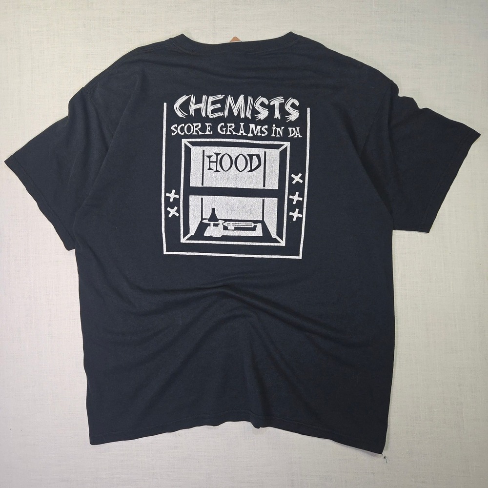 VTG Chemists Funny T-Shirt Score Grams In Da Hood Streetwear Gildan Mens L Black